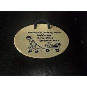 Mountain‎ Meadows Pottery Brother Sibling Humor Ceramic Wall Plaque USA Handmade
